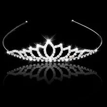 Wedding Accessory Women Party Pageant Crystal Bridal Tiara Silver Plated Crown Hairband