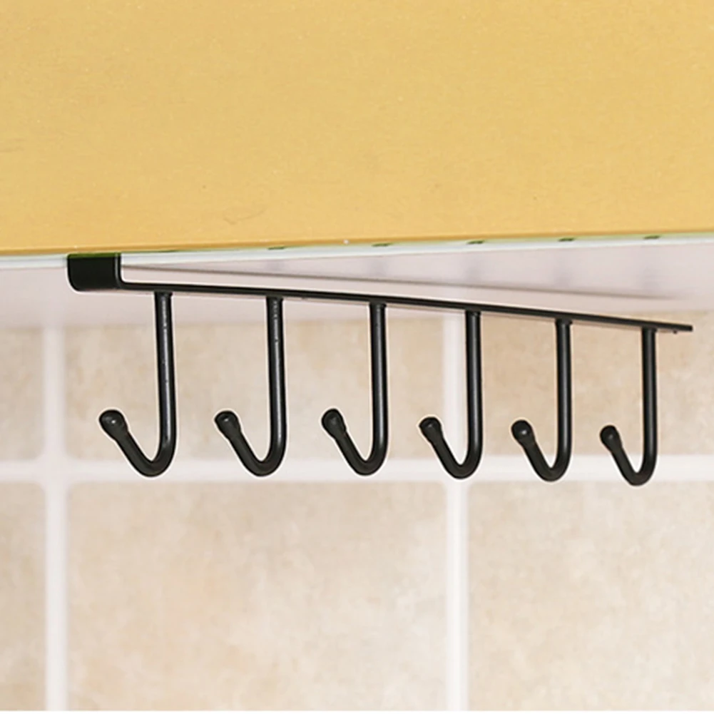 Multifunctional Metal Cupboard Mug Holder Shelf Hooks Rack Hanger Cup Storage