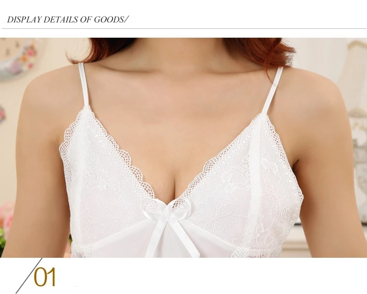 Women Sexy Nightwear Satin Nightgown Sleepwear Female Sling Sleeping Dress Lace Night Dress Plus Size Lingerie Sleepwear 49 (1)