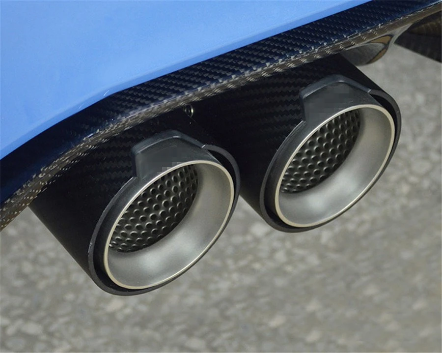 2,5 дюйма, 3,2 дюйма из углеродного волокна автомобиля выхлопные концы матовый/глянцевый черный для BMW 2 шт