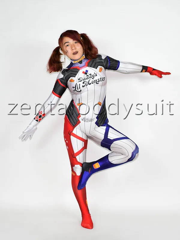 Боди с 3D-принтом D. Va Harley Quinn Kostuums Zentai DVA Harley, костюм для костюмированной вечеринки на Хэллоуин