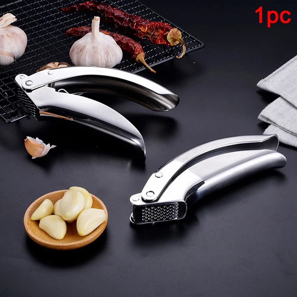 

Garlic Press Crusher Kitchen Tool Manual Cutter Portable Eco-friendly Multifunctional Portable Cooking Extrusion Stainless Steel