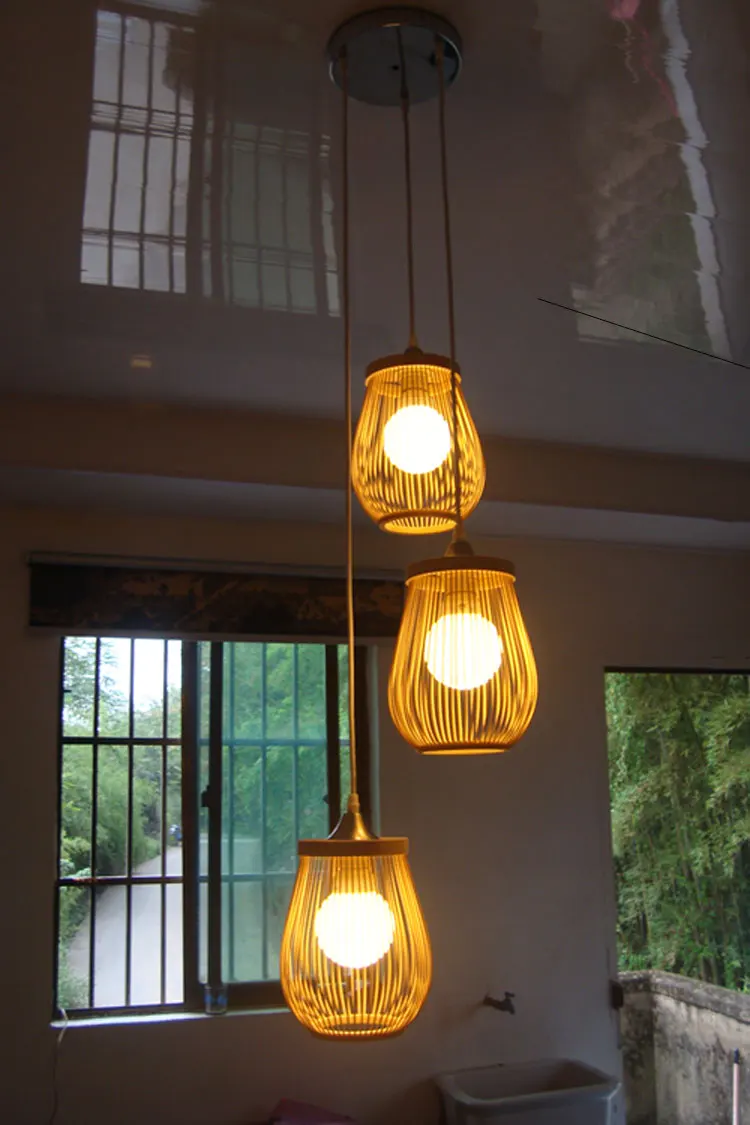 Лампа для лестницы Лофт бамбуковые лампы лестницы деревянные светильники Гостиная большой подвесной светильник вращающаяся лестница