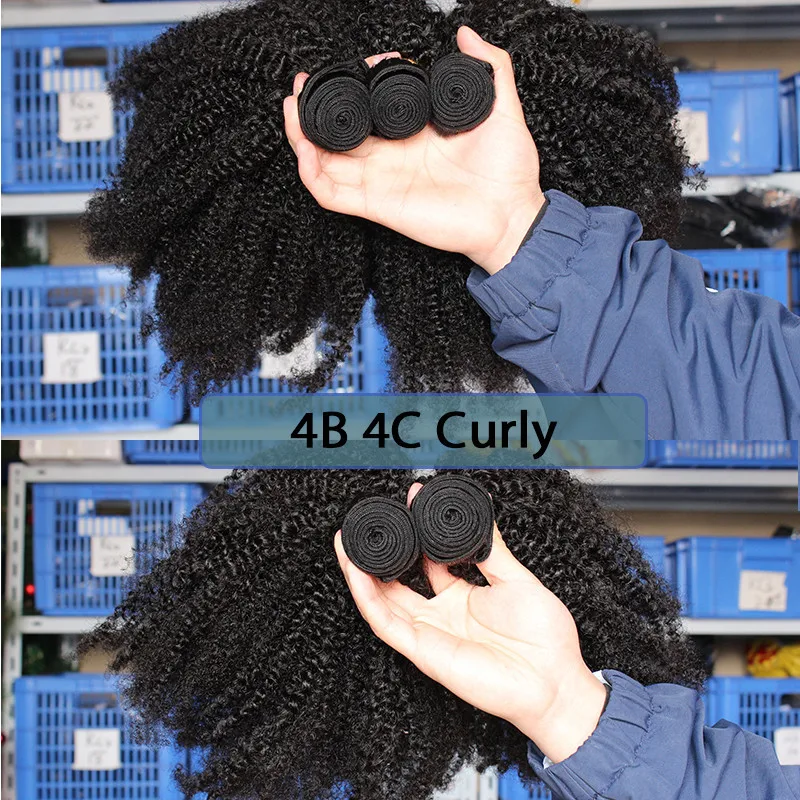 Монгольские афро кудрявые вьющиеся волосы с закрытием натуральный черный 4B 4C девственные человеческие волосы пряди для наращивания 3 Dolago продукты