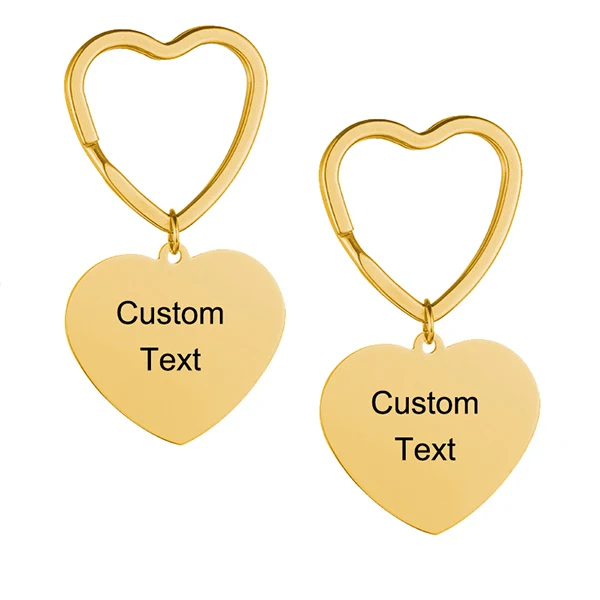 Персонализированные пользовательские брелоки для женщин сердце автомобиль сумка Шарм брелок пара цепочка для ключей бумажник лучший друг брелок бойфренд подарок - Цвет: Gold 2 Side Text