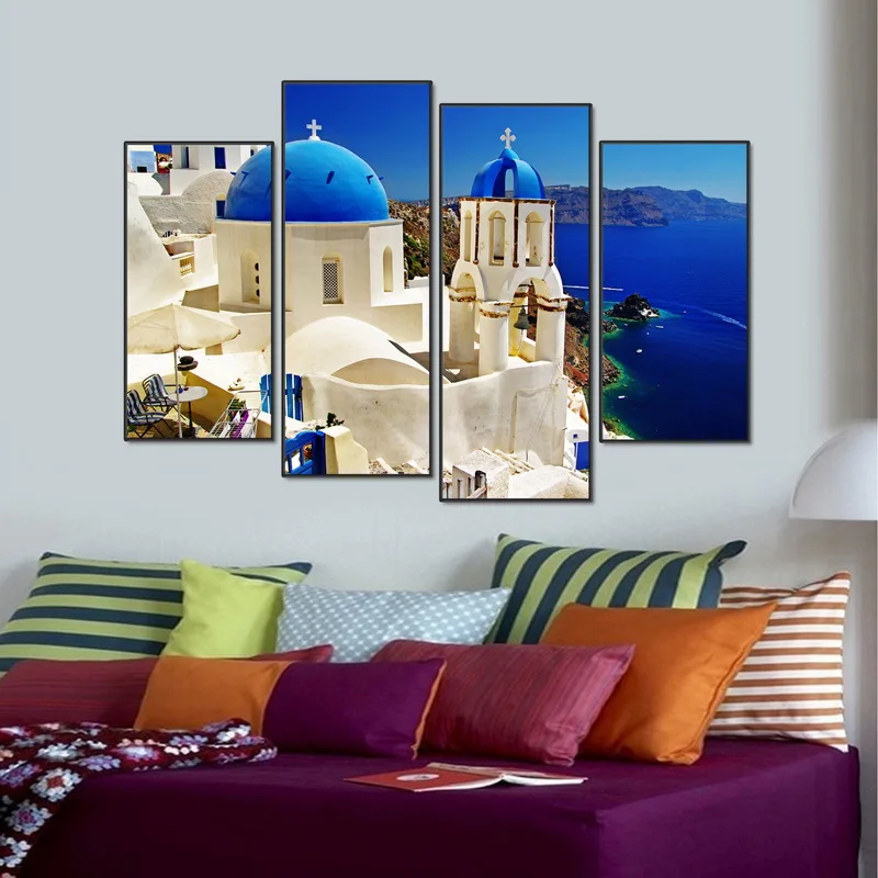 Modular-4pcs-Venice-Landscape-Painting-Venice-Santorini-Island-Oil-Paint-Framed-Canvas-Prints-Decorations-Wall-Art (2)