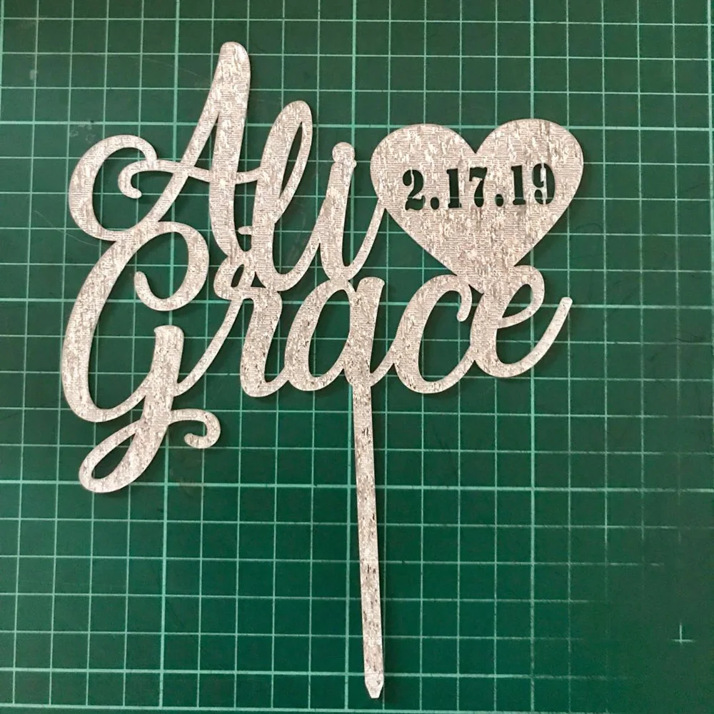 Personalized wedding cake topper,Custom Bride & Groom names with date cake topper,Mr and Mrs Wedding cake topper Decor Supplies (5)