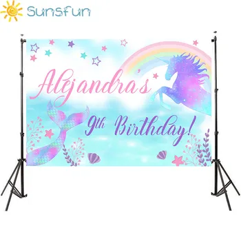 

Sunsfun 7x5ft Rainbow Unicorn Children Stars Birthday Photo Studio Photocall Family Party Backdrop Baby Shower 220x150cm