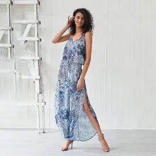 Summer Fashion Printed Beach Jumpsuit Women Boho Sexy V Neck Backless Overalls Chic Wide Leg Pants Split Blue Casual Jumpsuits Summer Fashion Printed Beach Jumpsuit Women Boho Sexy V Neck Backless Overalls Chic Wide Leg Pants Split Blue Casual Jumpsuits