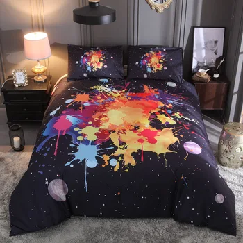 

Home textiles, watercolor, splash ink, personalized notes, star kit, printing,bed set 3pcs direct sale