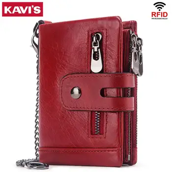 

KAVIS 100% Genuine Cowhide Leather Women Wallet Female Coin Purse PORTFOLIO Men Portomonee Small Mini Walet Pocket for Girl Lady