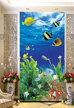 

Custom mural photo 3d wallpaper Sea fish Water plants porch decor painting 3d wall murals wallpaper for walls 3 d