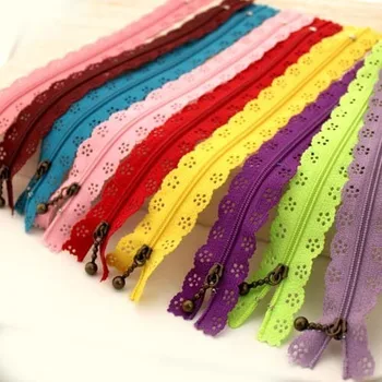 

20CM Lace Zipper Antique Bronze puller 24 colors mixed, 48pcs/lot flower novelty freeshipping