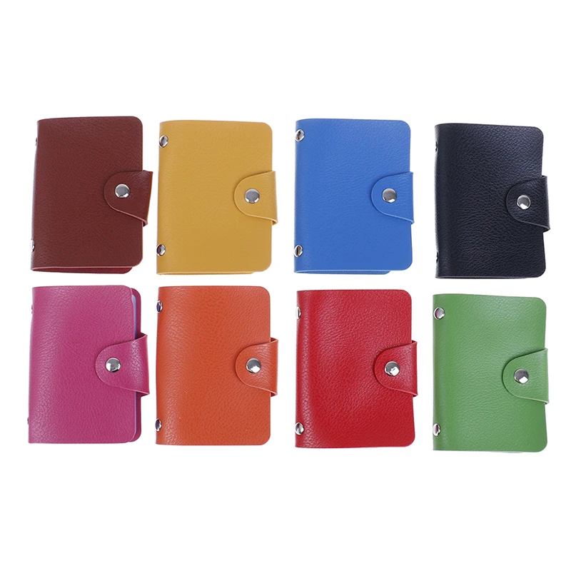 

1pc Men Women Fashion PU Leather 24 Bits Card Case Business Card Holder Credit Passport Card Bag ID Passport Card Wallet