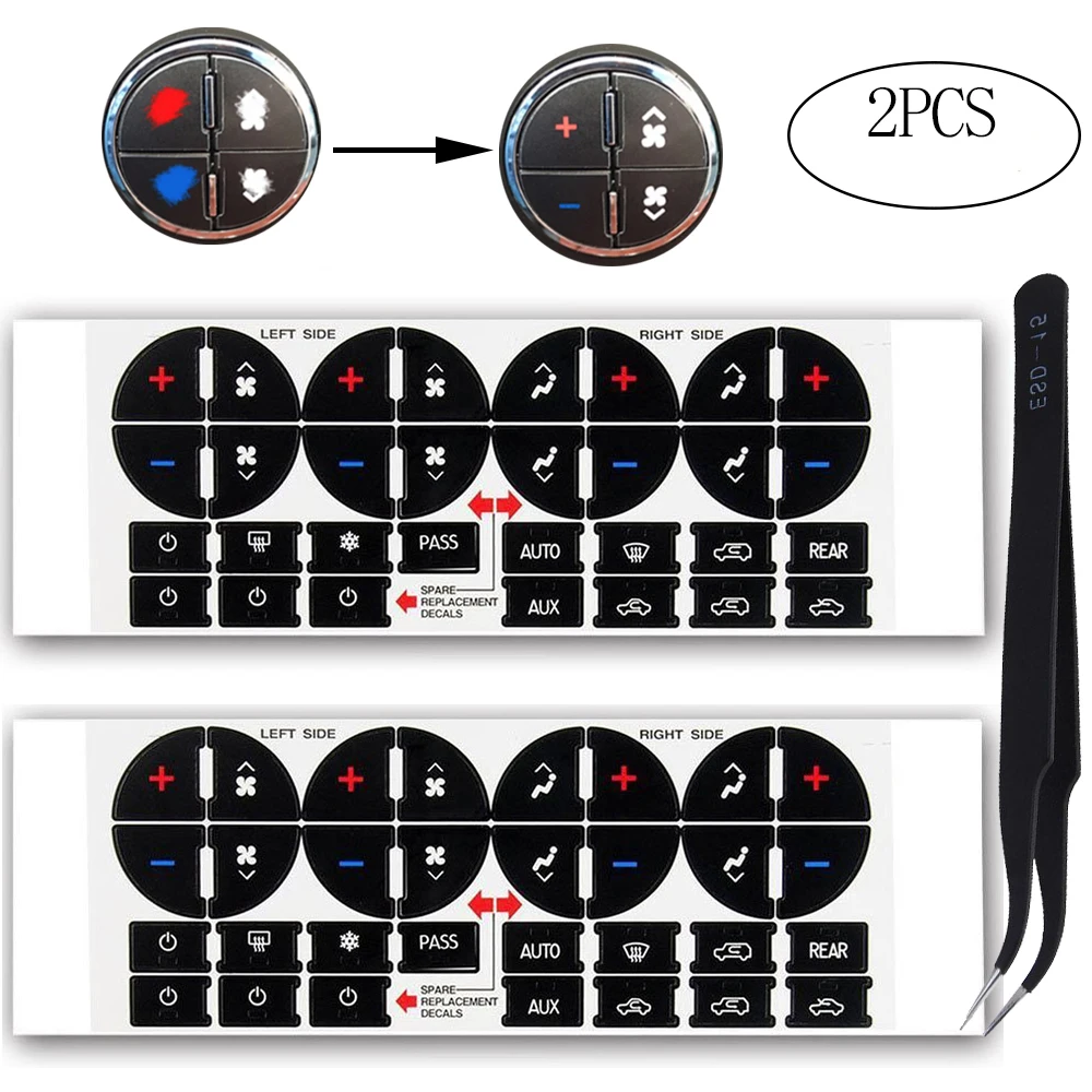 

Lonleap AC Button Repair Kit Dash Replacement 07-13 Stick For Car Vehicles Decal Stickers 2 Piece KIT
