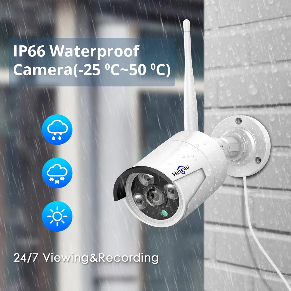  1080P 8CH Wireless CCTV Security Camera System H.265 12 Inch LCD Screen NVR WIFI Outdoor IP Camera 