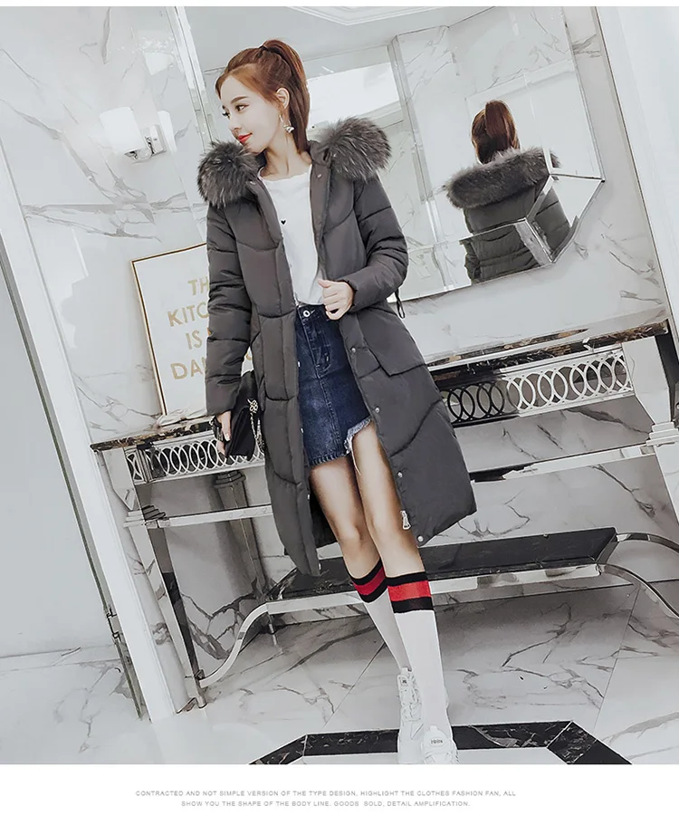 Women Parkas Long Winter Loose Cotton Coat Female Hooded Winter Jacket Women 2018 Women Winter Coat Korean Style LZ979 (28)