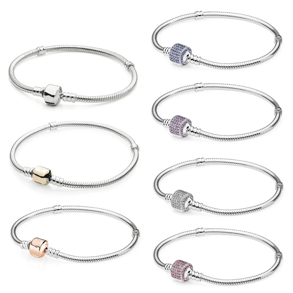 

ROBOL 925 Sterling Silver Original PAN Bracelets For Women Original Charm Diy Bracelet NOT FADE High Quality 1:1 Template