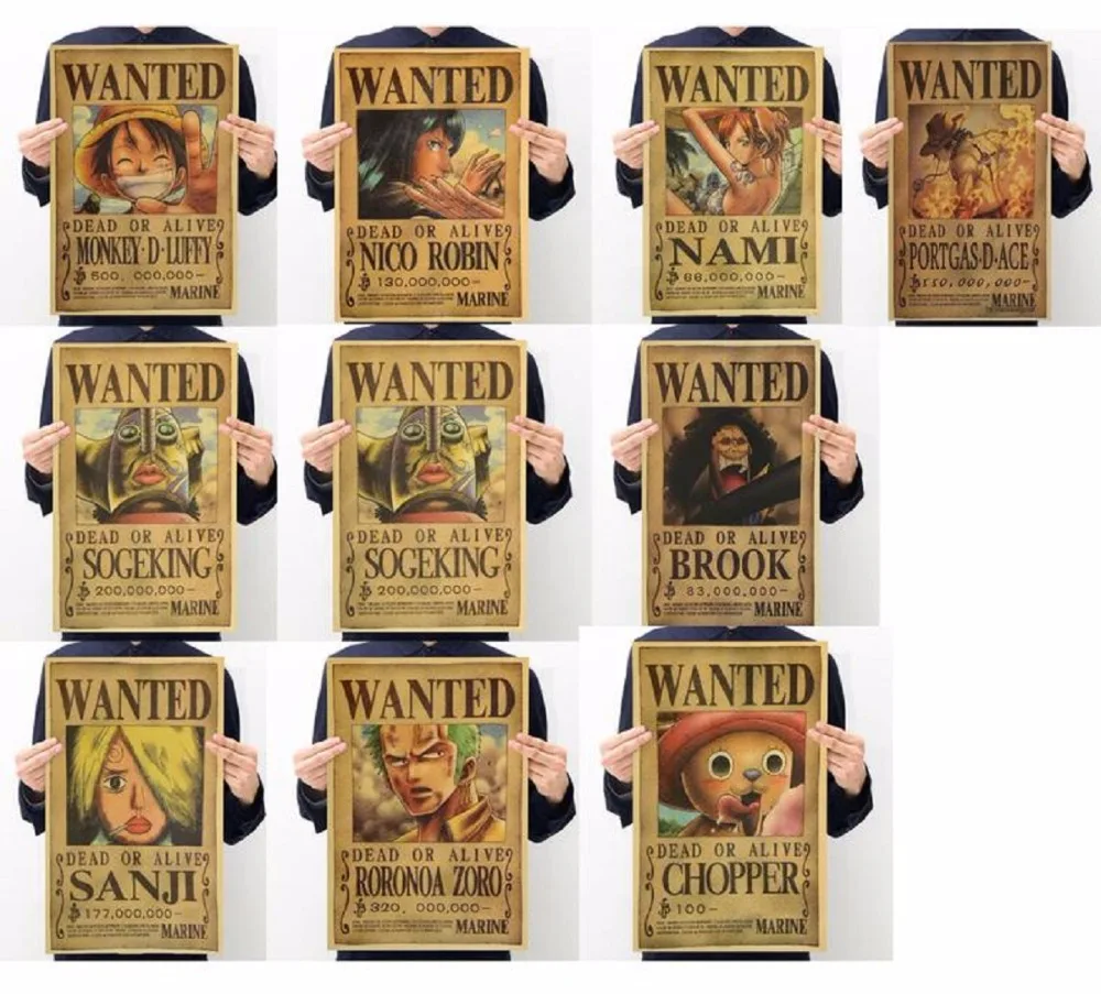 One Piece Action Figure Wanted Poster Craft Print Wall Sticker Vintage Anime Manga Assports27 Toys Hobbies