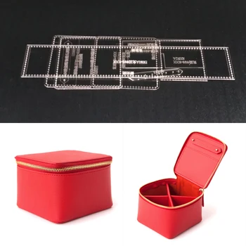 

Acrylic Stencil Template DIY Leather Handmade Craft Women Zipper Jewelry Storage Bag Leather BOx Sewing Pattern 10x10x7cm