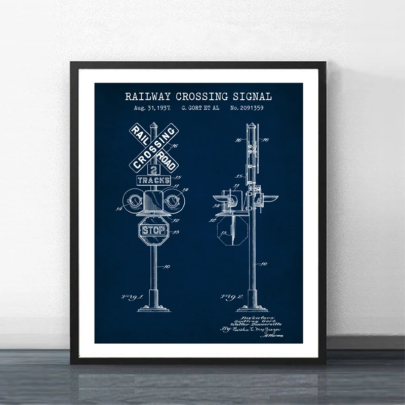 Railroad Signal Patent Prints Picture Home Decor