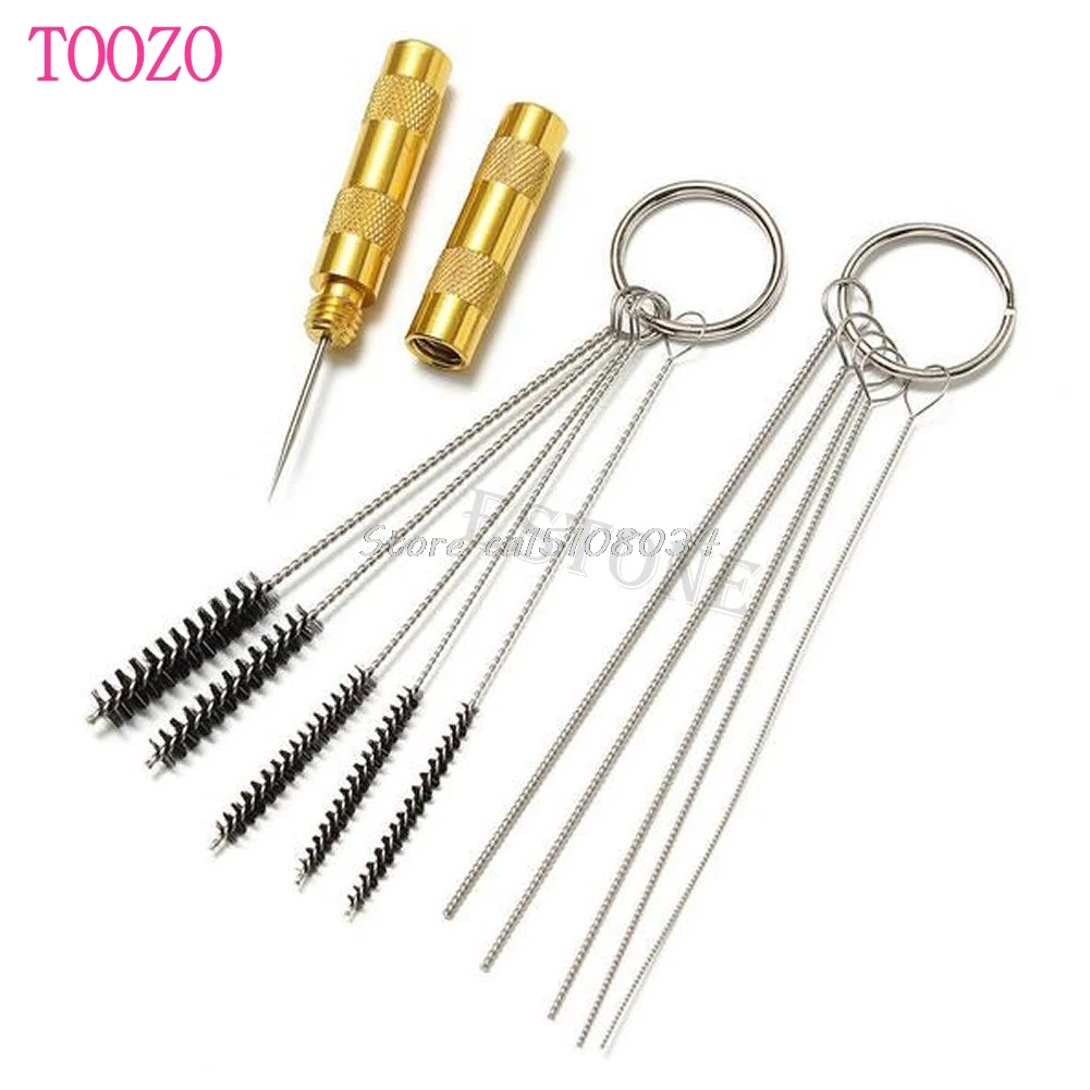 11Pcs Airbrush Spray Gun Nozzle Cleaning Repair Tool Kit Needle & Brush