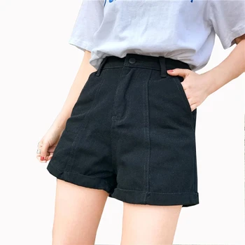 

Women's denim shorts summer high waist was thin high waist loose casual curling