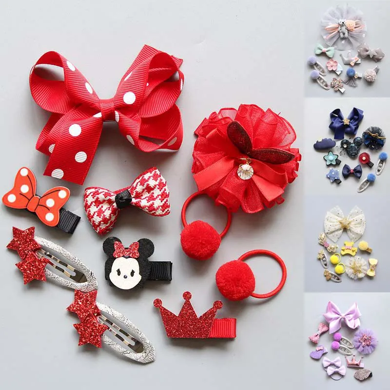 

Fashion Lovely Set Girls Hairpins Cartoon Animals Children Crown Bowknot Chiffon Hair Clips Pompom Barrettes Flowers Hair Clips