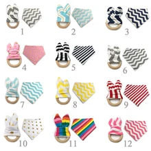 

Novelty Wooden Baby Teether Baby Grasping Toy Soft Rabbit Ears With Bibs Handbell Infant Rattles Educational Toys