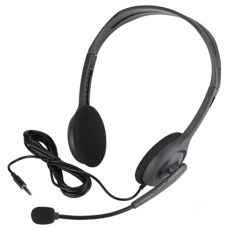 Head mounted Multi Device Stereo Computer Headphone 3.5 mm single wire