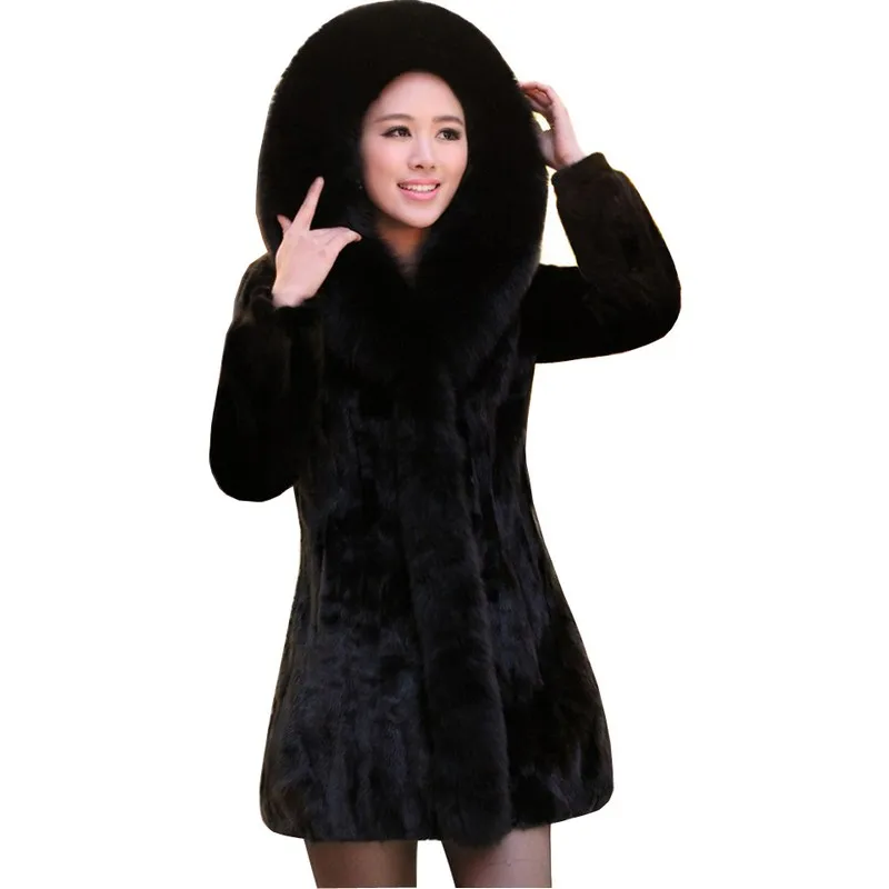 Роскошная женская шуба из натурального меха норки, куртка из лисьего меха с капюшоном, зимнее женское меховое пальто, Тренч, пальто, 3XL 4XL 2237