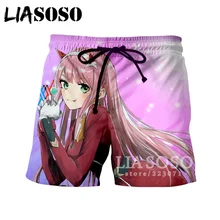 LIASOSO летние новые мужские и женские шорты с 3D принтом аниме Дарлинг в франxx пляжные шорты для фитнеса милые повседневные свободные шорты A103-21