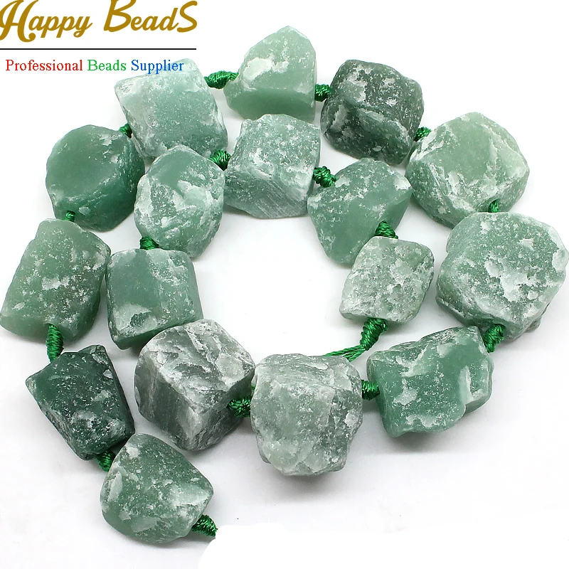 

20-25mm Freeform Natural Green Aventurine Nugget Rough Punched Loose Stone Drilled Irregular Beads 15inch/strand (F00538)