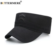BUTTERMERE хлопковые военные шапки для мужчин, черная Повседневная армейская Кепка s, Женская винтажная Кепка, Мужская Классическая Кепка с плоским верхом, лето