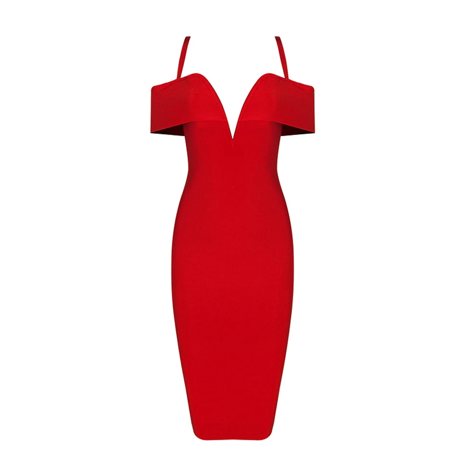 

Sexy V Neck Cold Shoulder Bandage Dress for Women Backless Red Black Mini Bodycon Party Dresses Robe Femme Vestidos De Festa