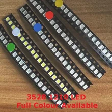 100 шт. 3528 светодиодный красный синий желтый теплый белый зеленый фиолетовый 1210 светильник светодиод 3528 1210 SMD супер яркий высококачественный шарик