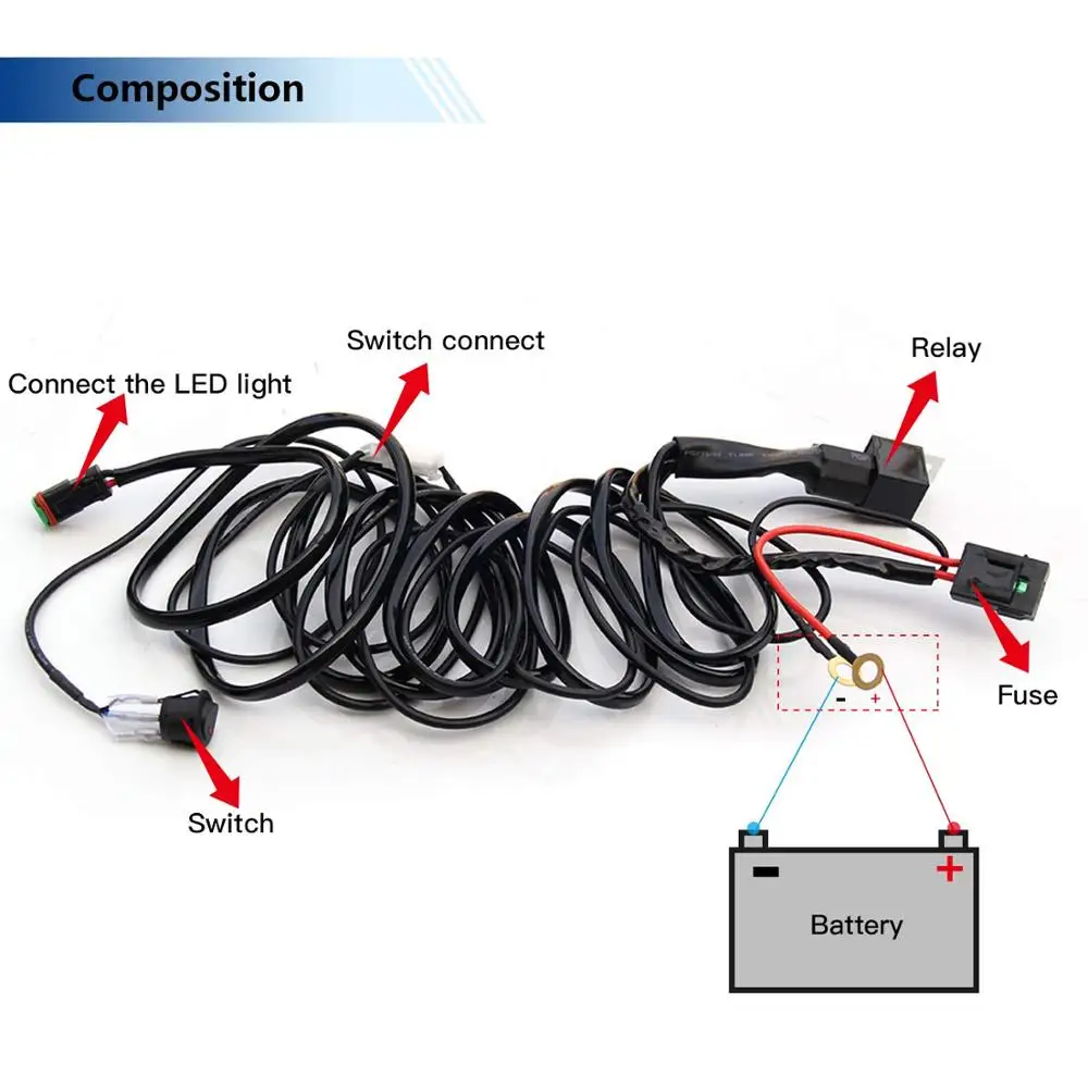 CO светильник сверхмощный светодиодный светильник комплект жгутов проводов 3 метра водонепроницаемые переключатели 18AWG для вождения автомобиля внедорожный светодиодный рабочий светильник - Цвет: 1 Control 1 Light