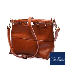 Casual retro color designer women handbags high quality detachable handle zipper ladies Genuine Leather Shoulder & Crossbody Bag