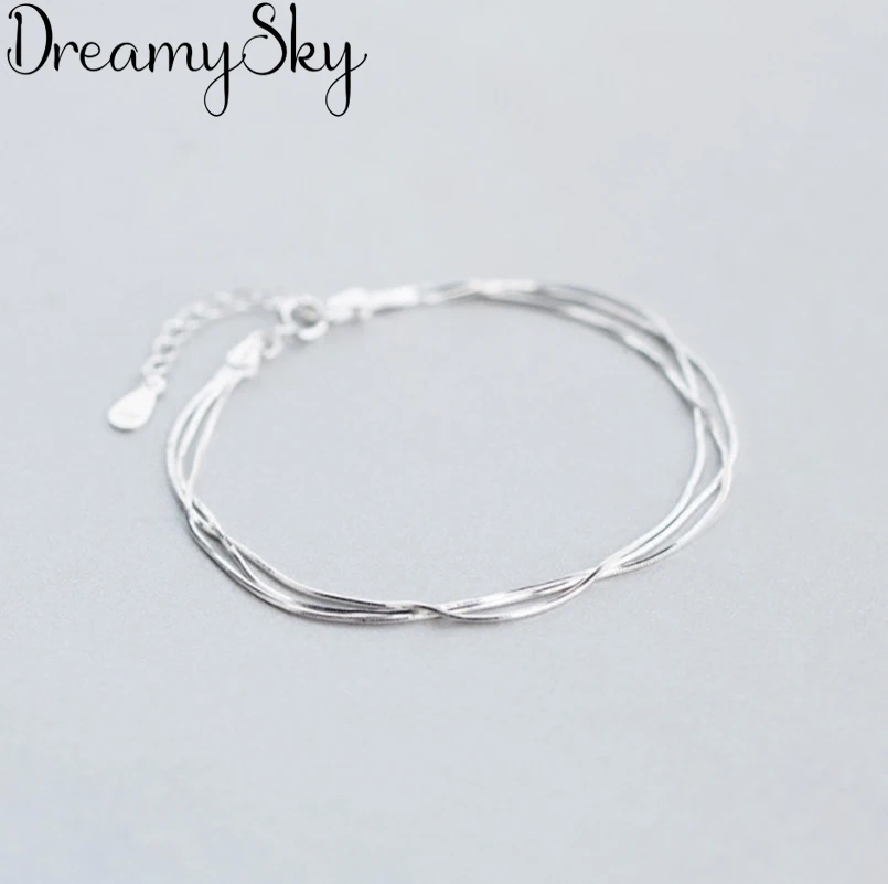 

Summer Trendy 925 Sterling Silver Multi-layer Chain Bracelets For Women Bohemia Fashion Girls Charm Bracelets Wedding Jewelry