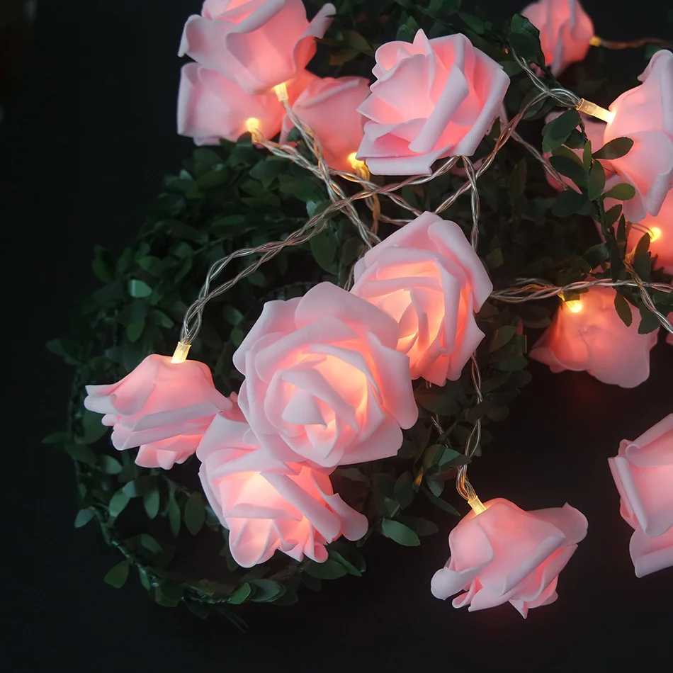 Новое поступление Розовый Строка светильник led, ручной работы, с цветочным рисунком праздничные вечерние светильник s, свадебное платье с цветочным узором светильник, сделай сам, Цветочная композиция