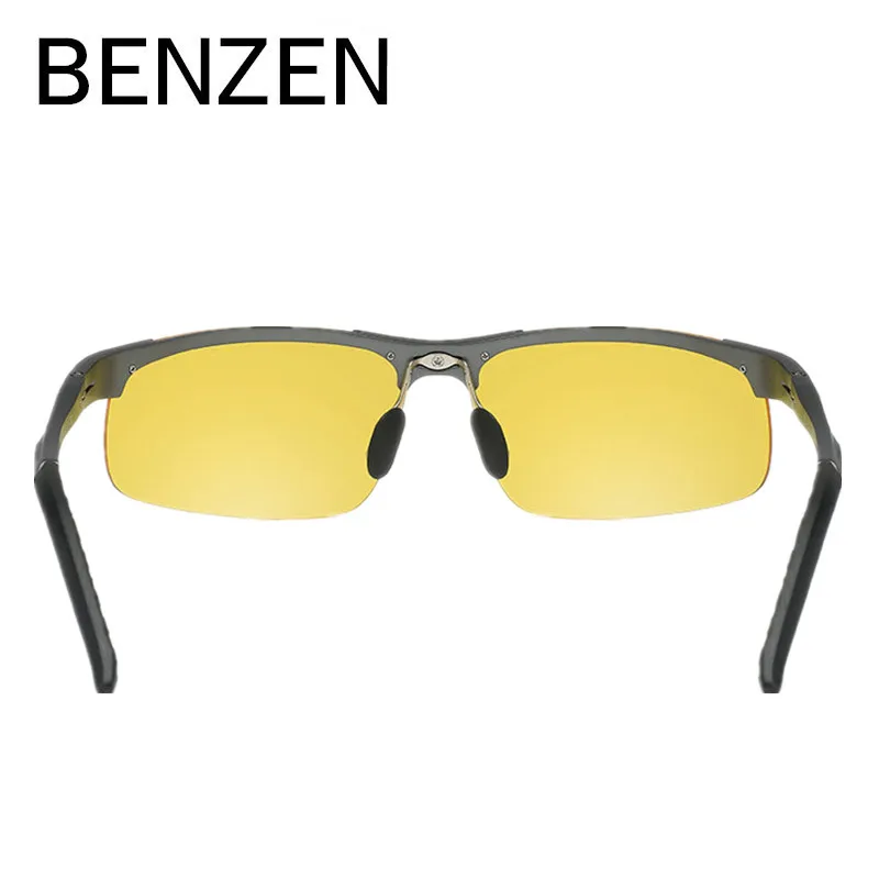 BENZEN, солнцезащитные очки ночного видения для мужчин, Al-mg vision, очки для ночного вождения, мужские очки для вождения, желтые линзы, чехол 8001