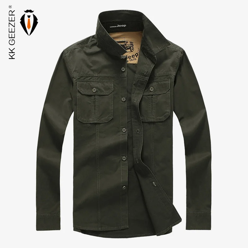 

Men Military Shirts Long Sleeve Autumn Spring Brand New Fashion 2019 Casual Shirt Cotton Clothing Solid Male Dress Shirts