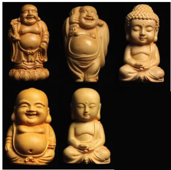 

Mini boxwood carving Buddha Pendant statue ornament monk Buddhist about 40mm Maitreya Shakya Muni crafts figure figurine decor