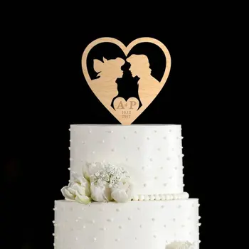 

personalized wedding cake topper,Mermaid rustic topper with initial and date