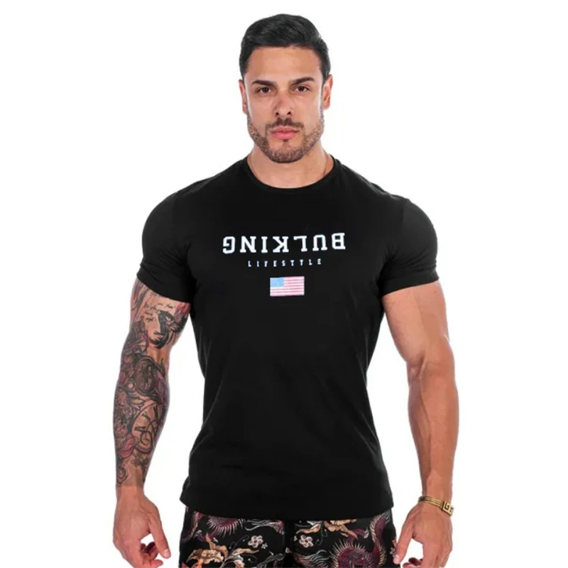 

2019 Personality Sports T-shirts men gym T Shirt Short Sleeve Camouflage T Shirt Mens O-Neck printing Running shirt Men Tops