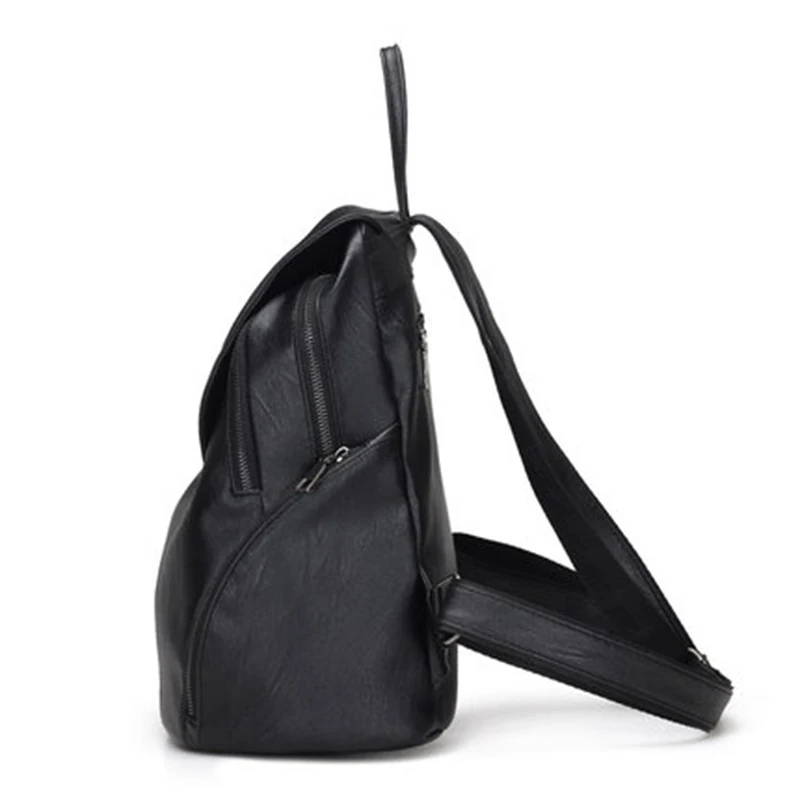  2019 Casual Women Backpack Female PU Leather Backpacks Black Bagpack Bags For College Students Girl - 32868537965