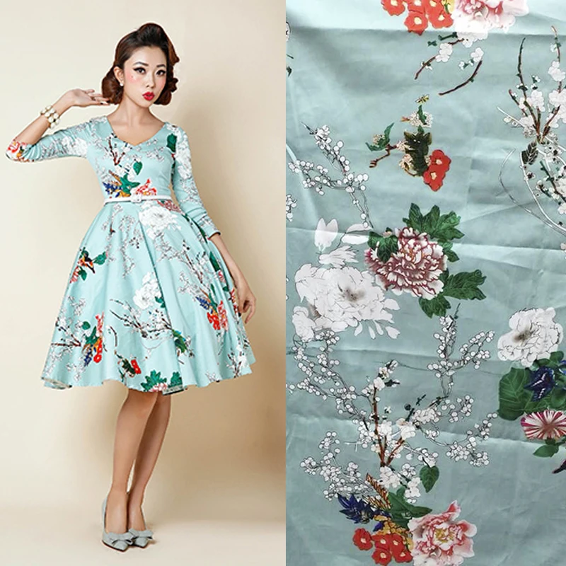 cotton fabric Retro and Wind Fabrics Diy Fabric Fabrics All Cotton Printed Satin Plum s99