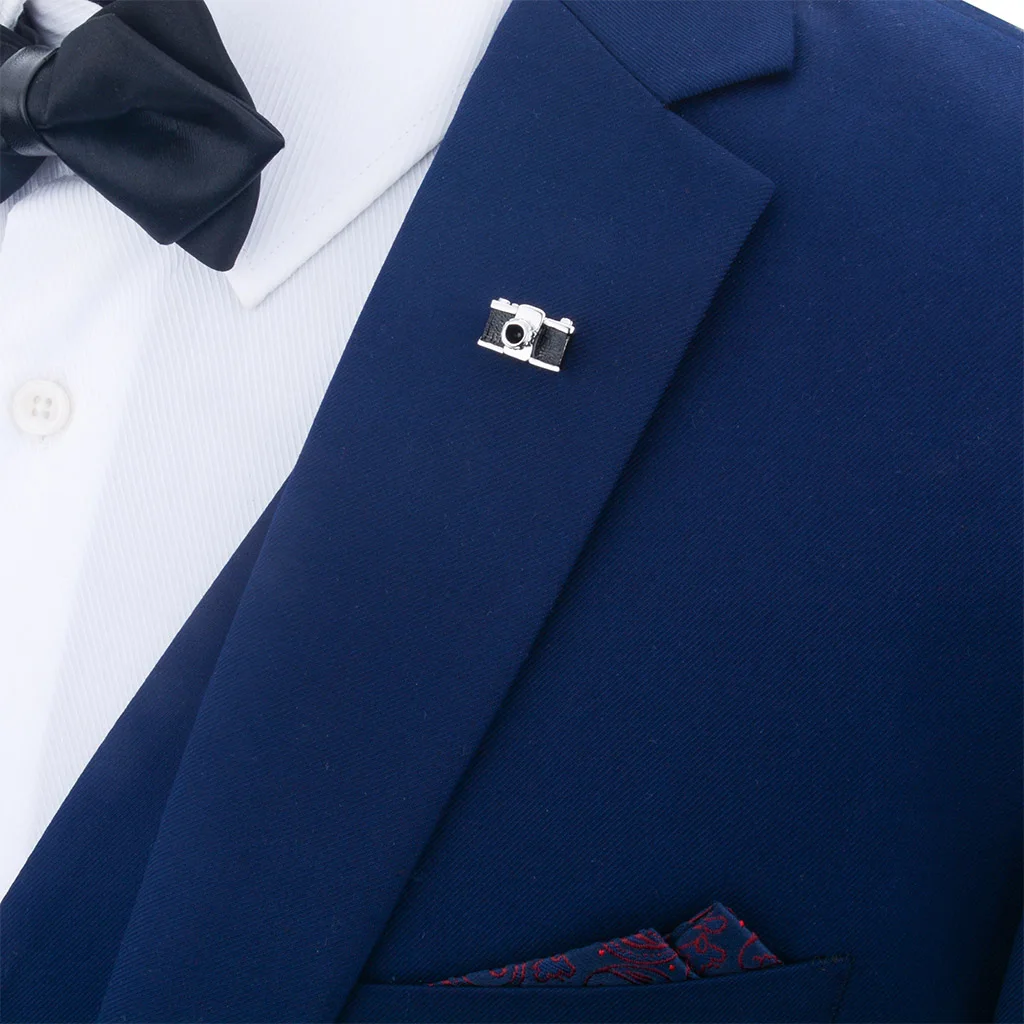 2 Piece 3D Camera Airplane Brooch Jewelry Men Women Suit Corsage Pin Collar Pin