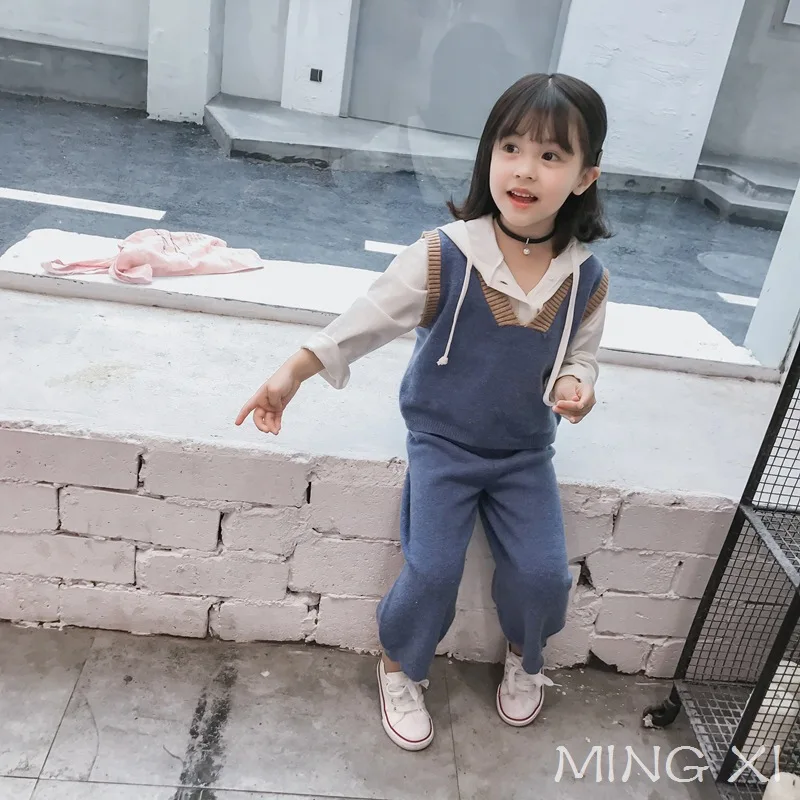 Children's clothes 2018 Girls Set Knit Two-piece Sets Autumn Sweater New | Детская одежда и обувь