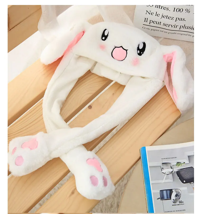 rabbit hat ear move moving rabbit hat ear hat toy white rabbit hat winter hat animal winter hats for women kids girls  (7)